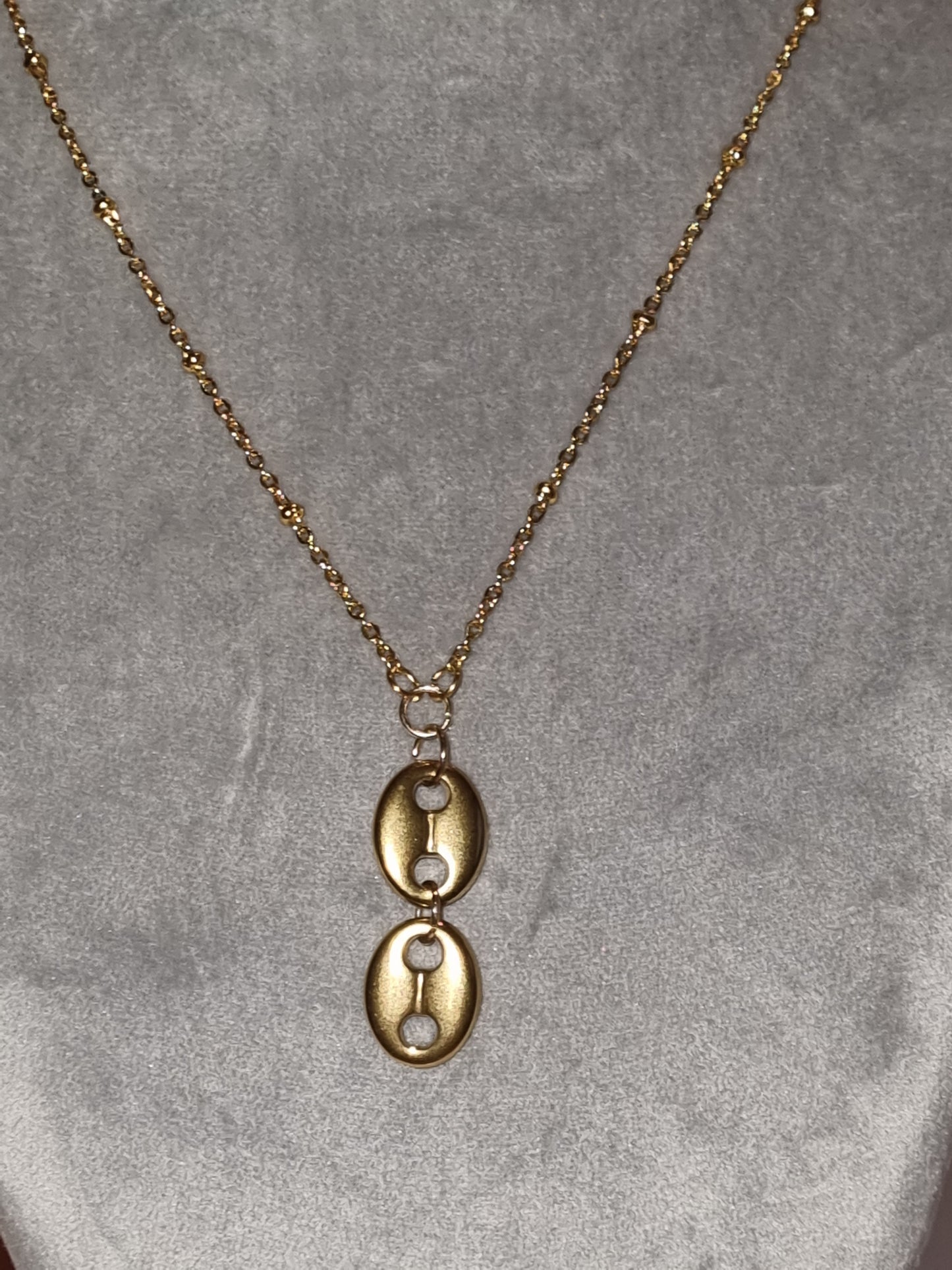 Pendentif grains de café. Acier inoxydable.
