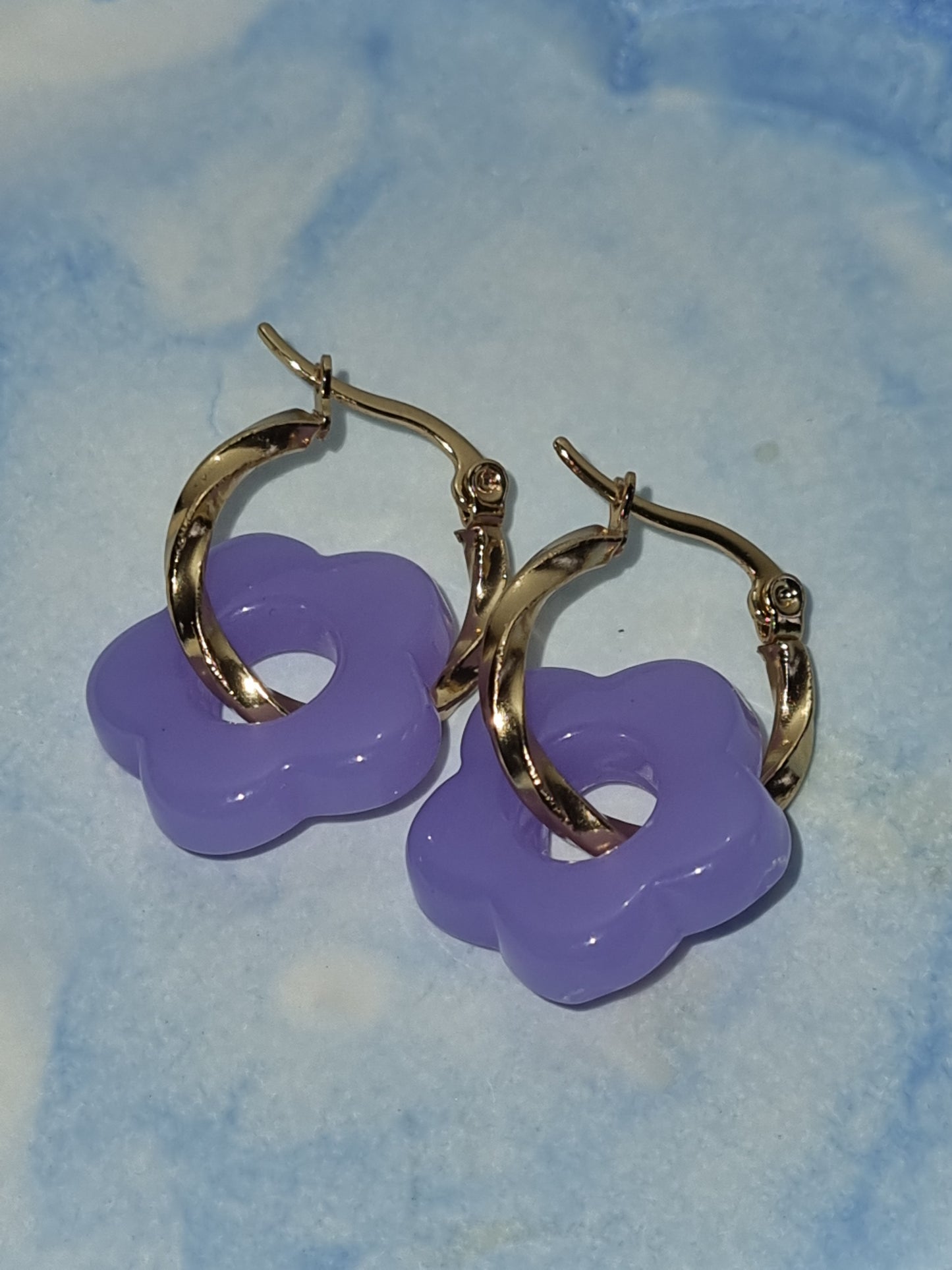 Boucles d'oreilles fantaisie fleurs. Acier inoxydable