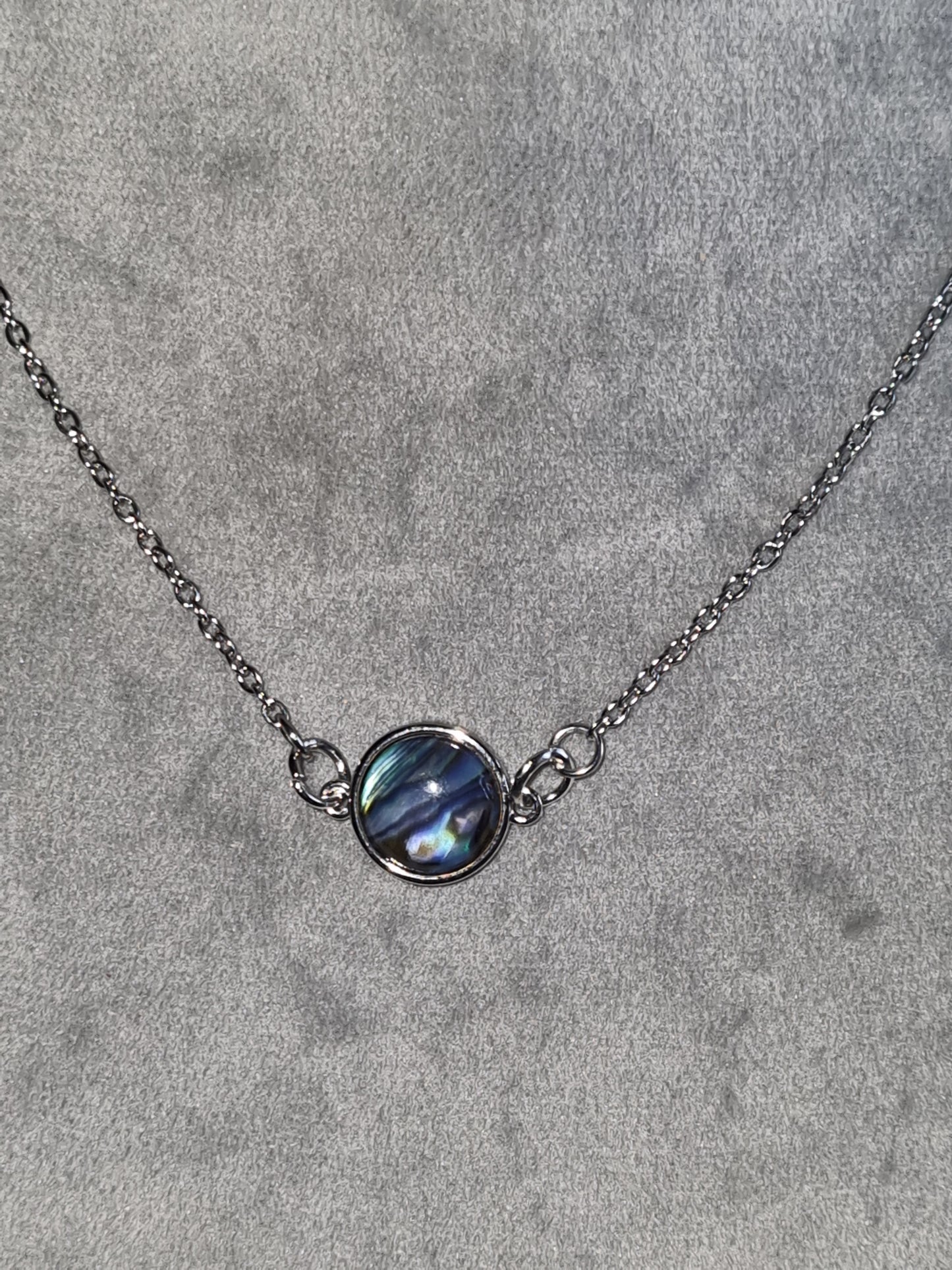 Collier connecteur nacre chaine acier inoxydable