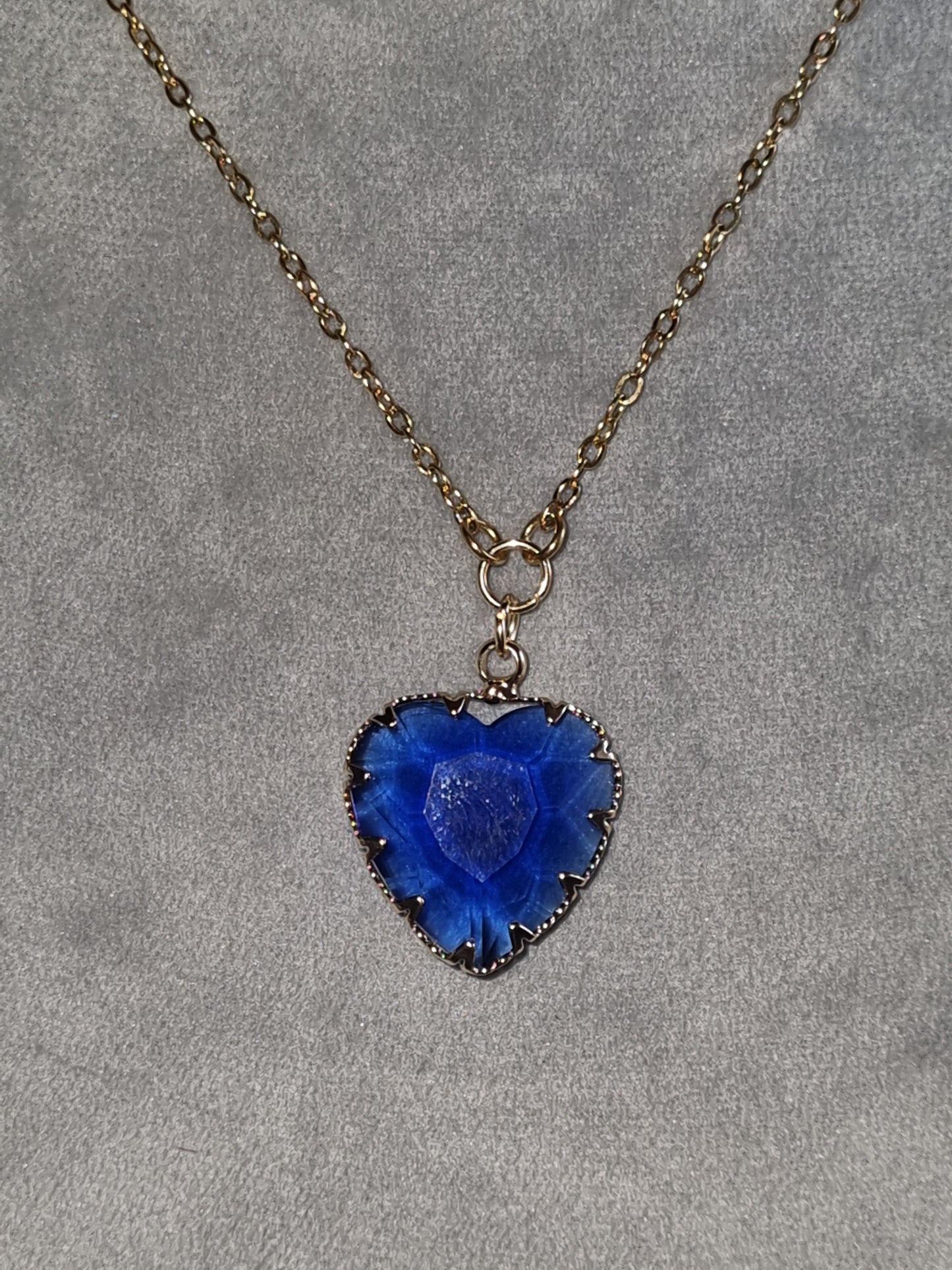 Collier cœur bleu chaine acier inoxydable