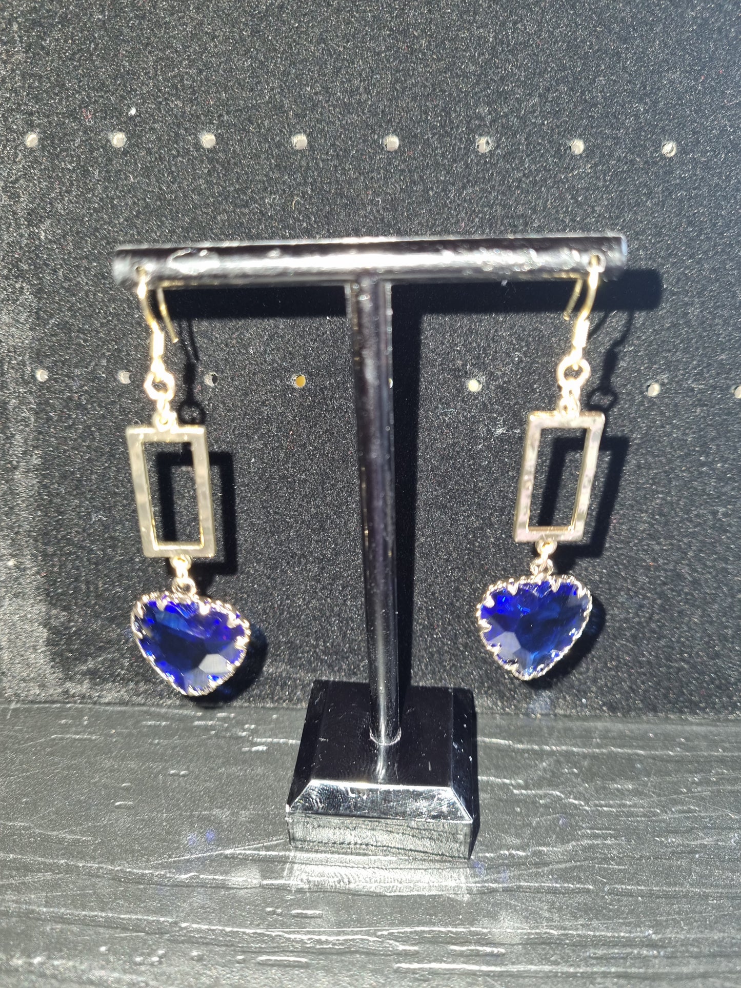 Boucles d'oreilles fantaisie cœur joli bleu
