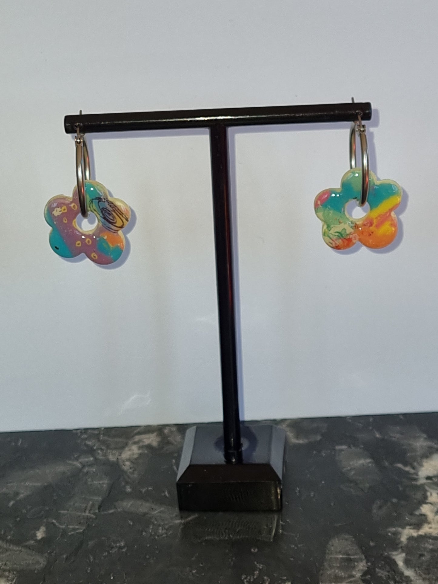 Boucles d'oreilles polymère résine uv