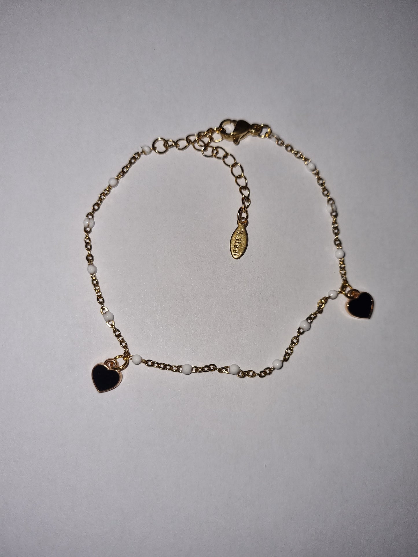 Bracelet fantaisie pampilles cœur noir