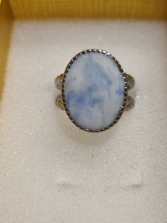 Bague ovale motif polymère
