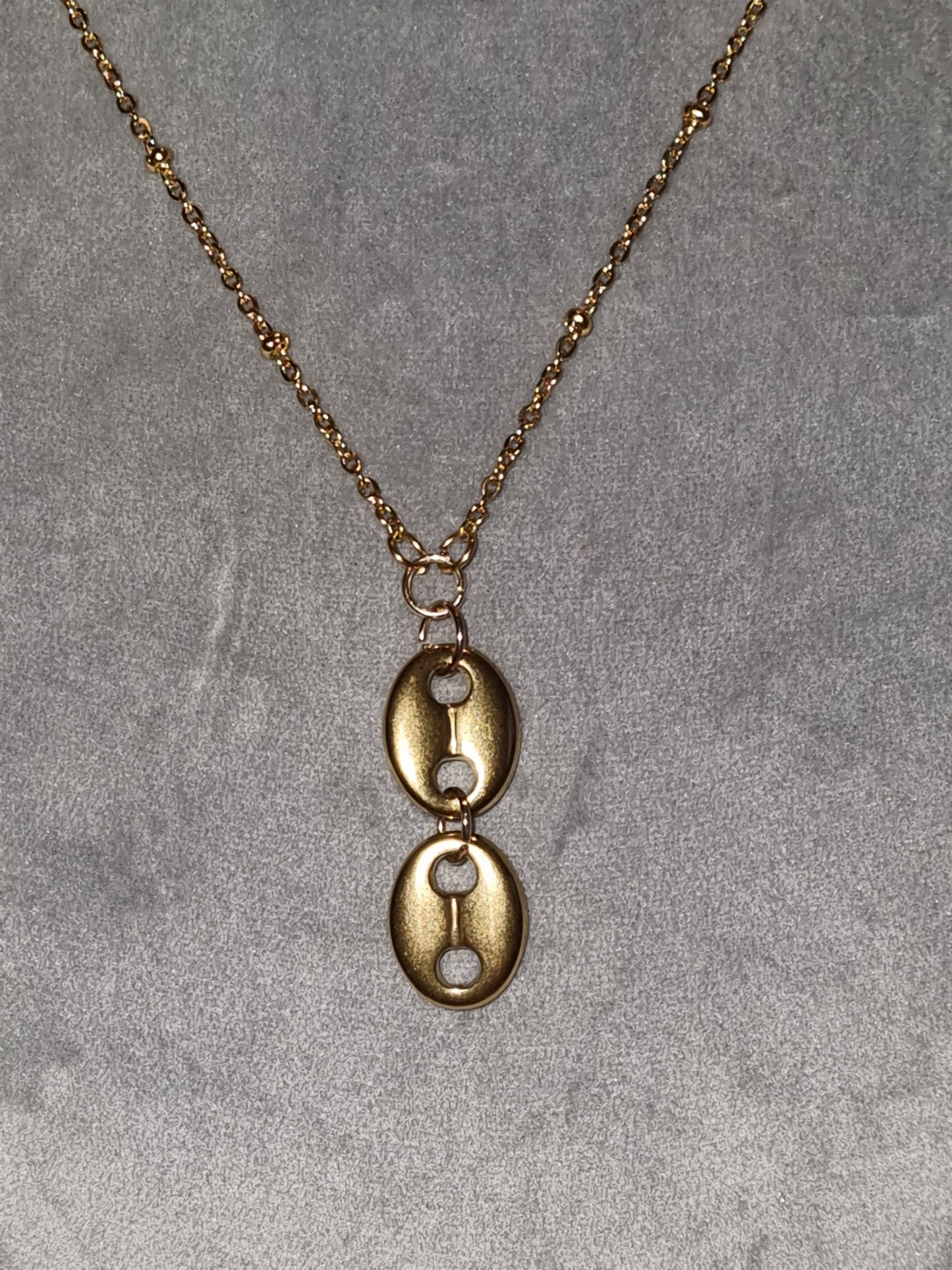 Pendentif grains de café. Acier inoxydable.